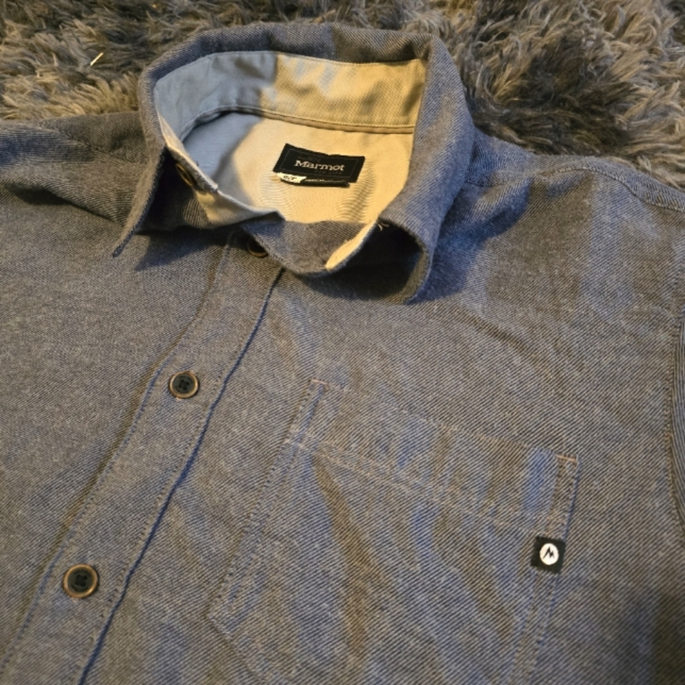 Men's Marmot Long Sleeve Button Down Shirt SOFT cotton polyester blend M